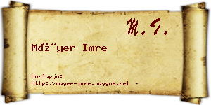 Máyer Imre névjegykártya